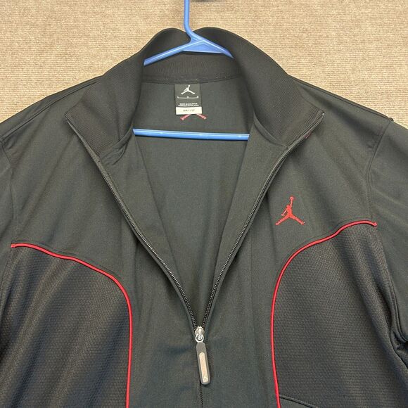 Jordan Nike Dri-Fit Jacket Men's Large Full Zip Mock Track Warm-up Black Bred - Picture 6 of 15